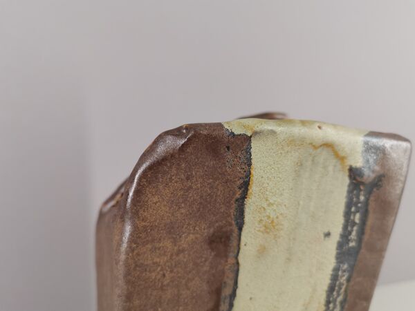 Vase brutaliste signé années 90 collection céramique française / signature / France / vintage