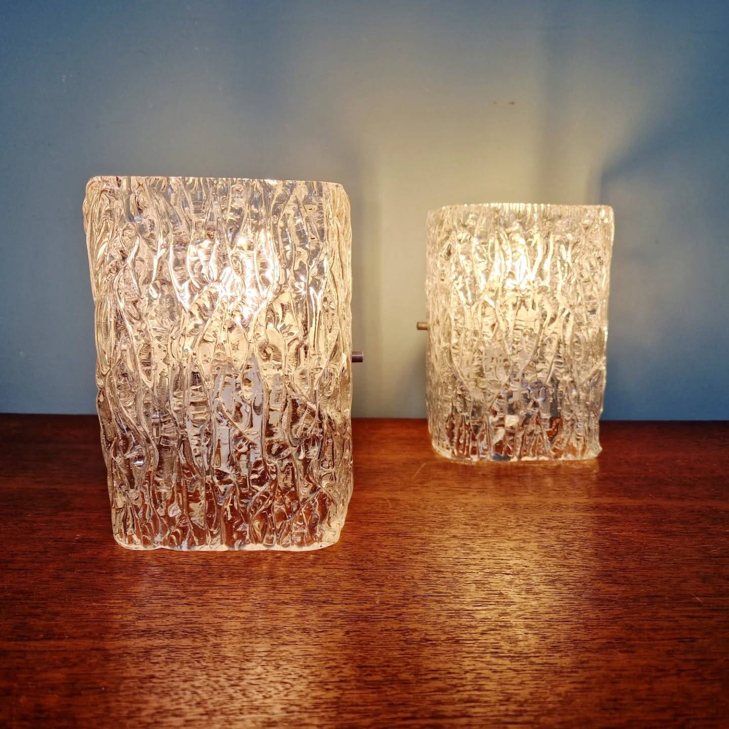 Pair of frosted glass wall sconces, J.T. Kalmar, 1960-70