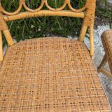 set of 4 vintage bamboo and rattan chairs