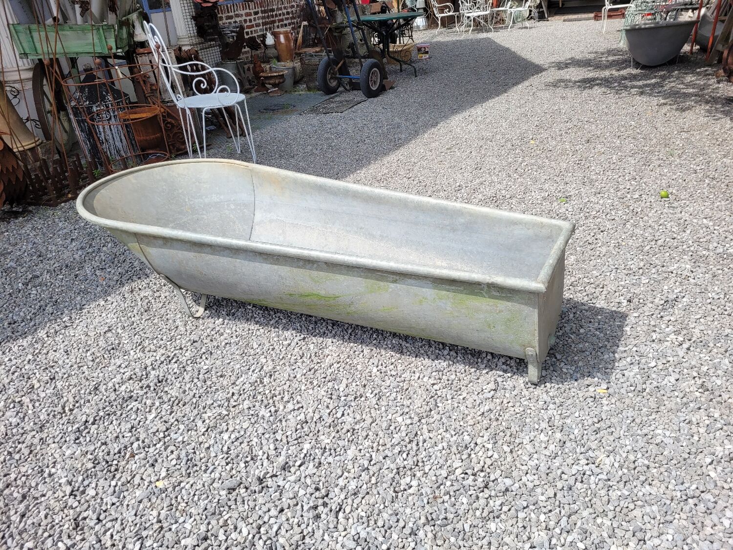 Old zinc bathtub