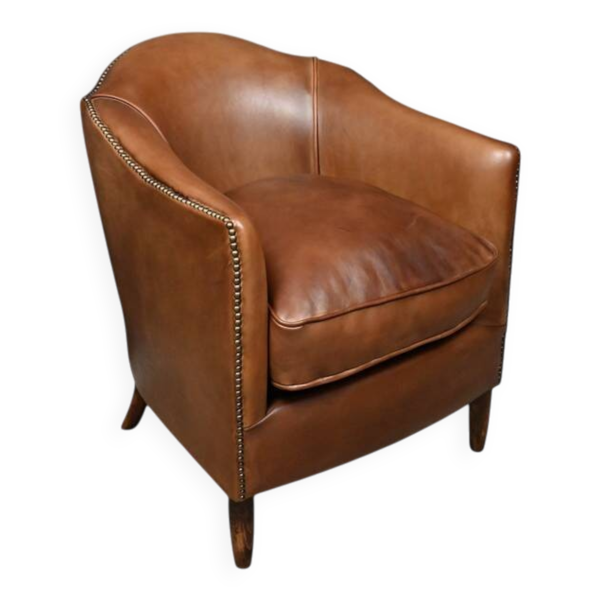 Fauteuil club solange en cuir de mouton