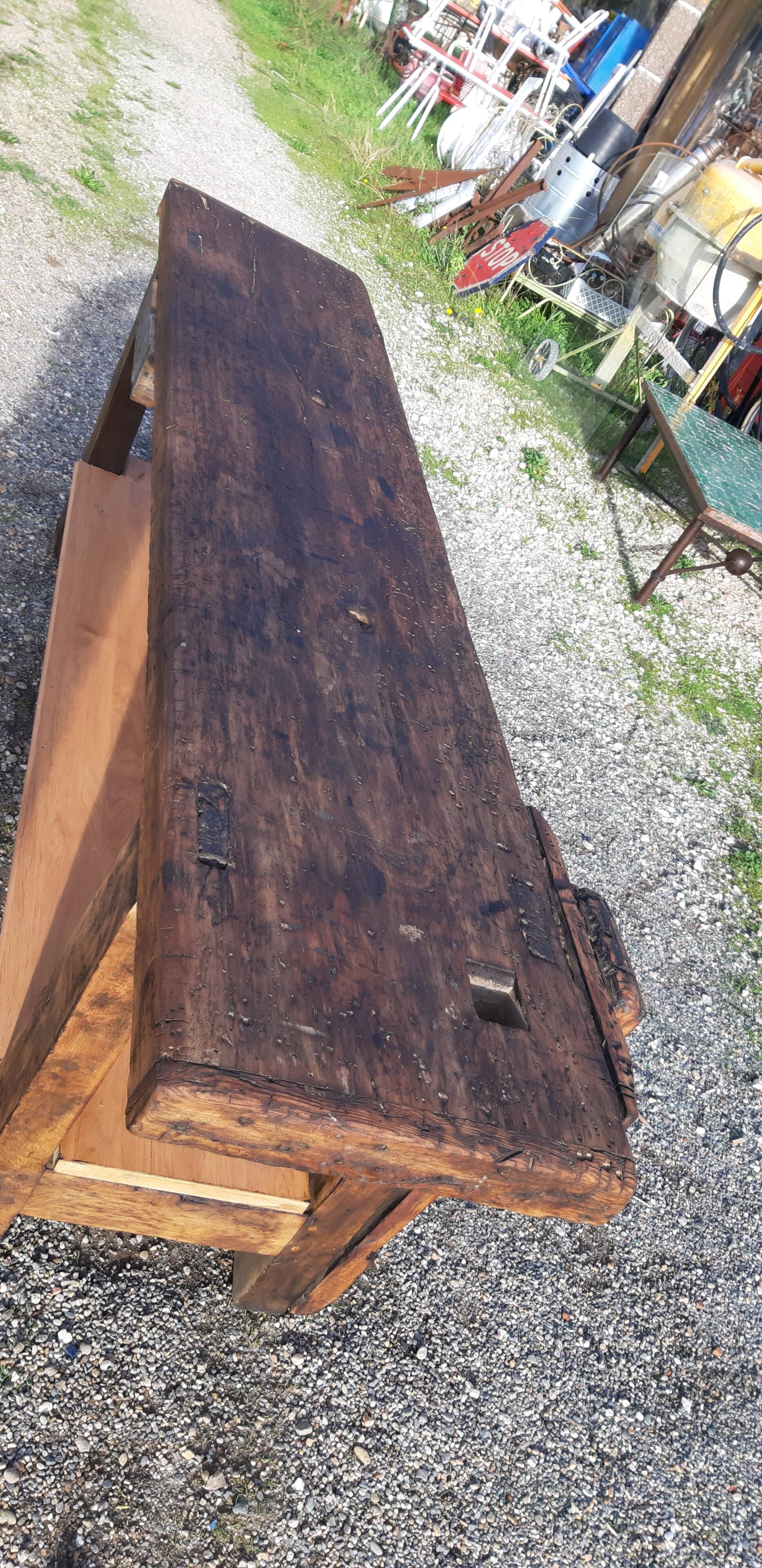Old Wood Workbench, 1 Drawer and Shelf