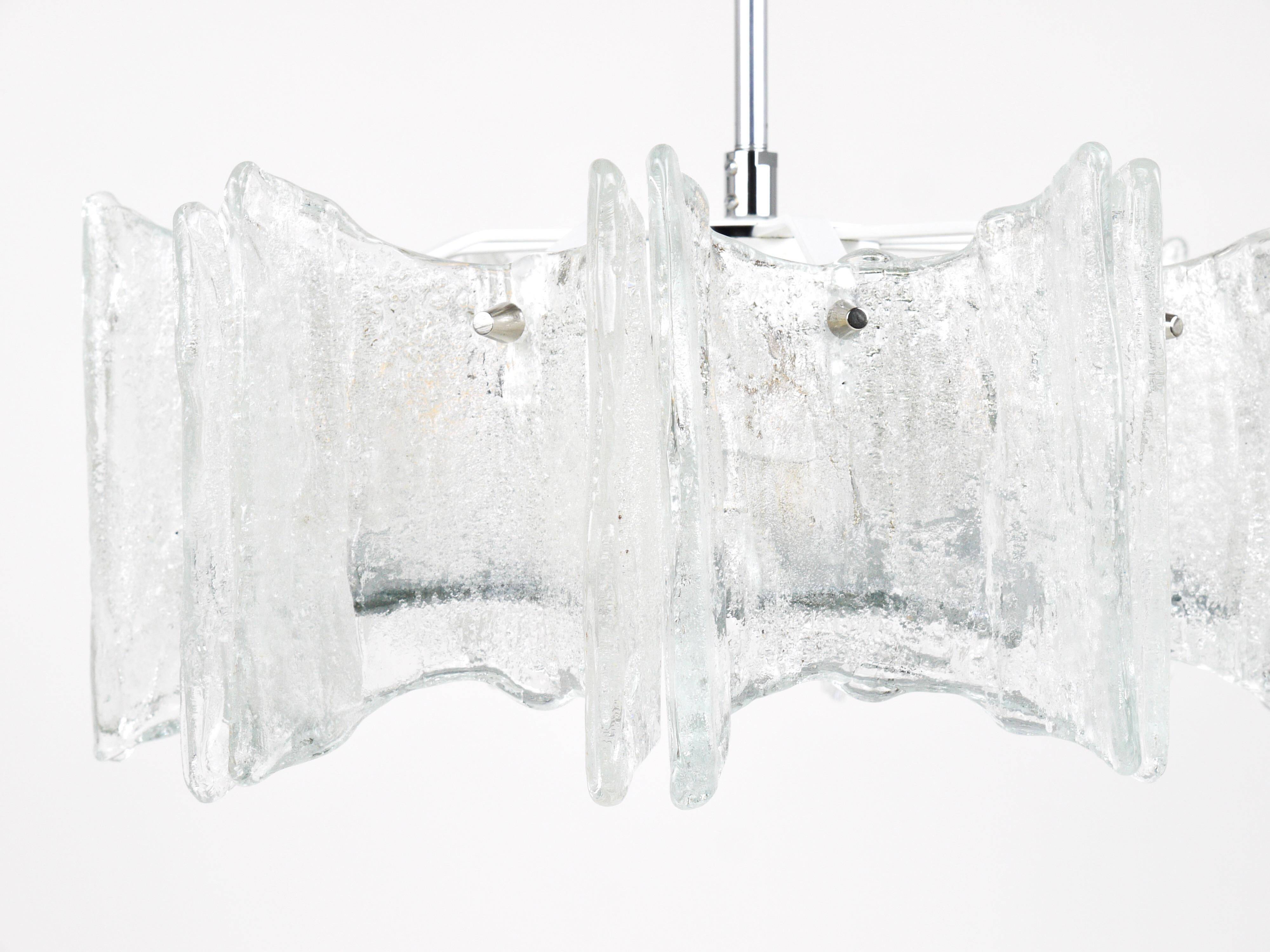 Frosted glass star chandelier J.T. Kalmar Vienna, Austria, 1960s