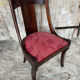 Antique Gondola Chair Empire Style Wood + Red Floral Vintage Fabric