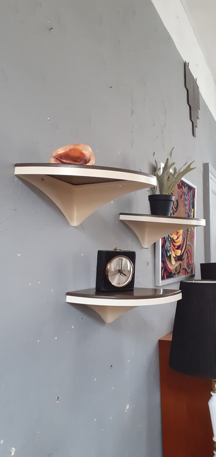 Three vintage corner shelves 70s
