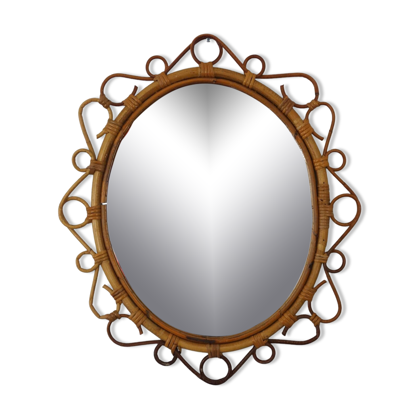 Rare oval bamboo mirror circa 1960