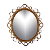 Rare oval bamboo mirror circa 1960