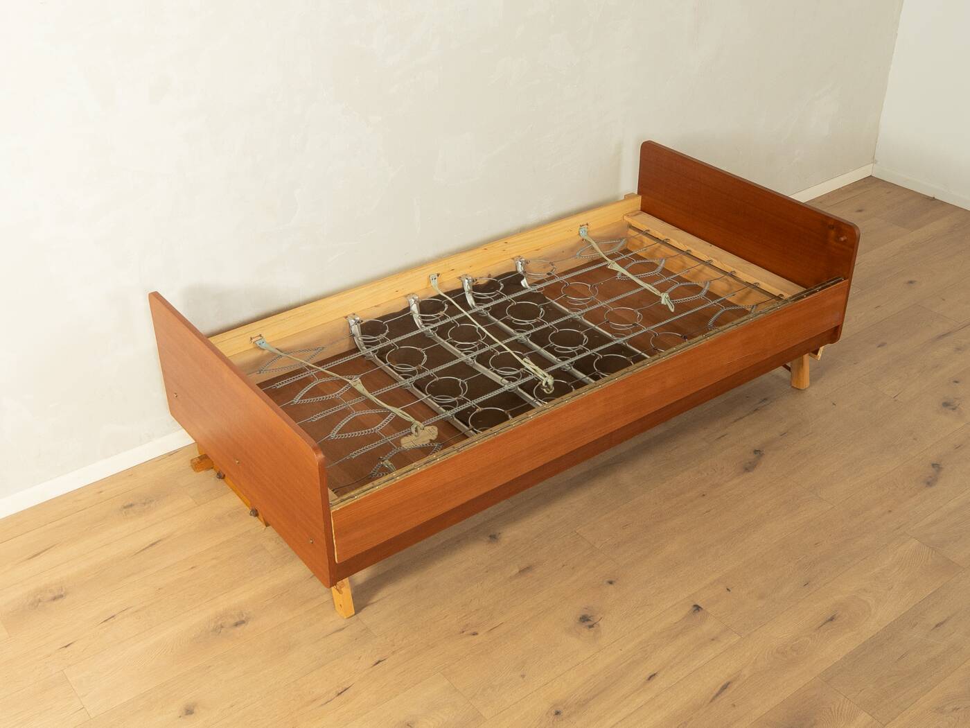 Functional folding bed from the 1960s, teak veneer