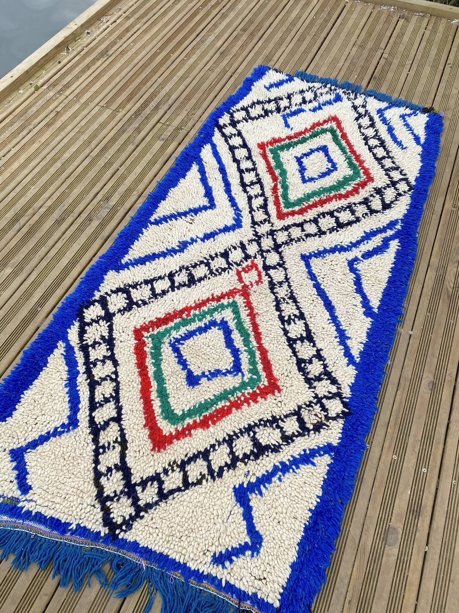 Azilal wool and handmade cotton berbere rug 100x210 cm