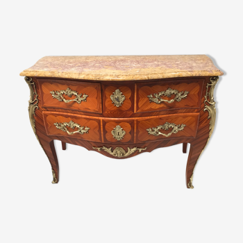 Louis XV style chest of drawers in mahogany veneer and rosewood XX century