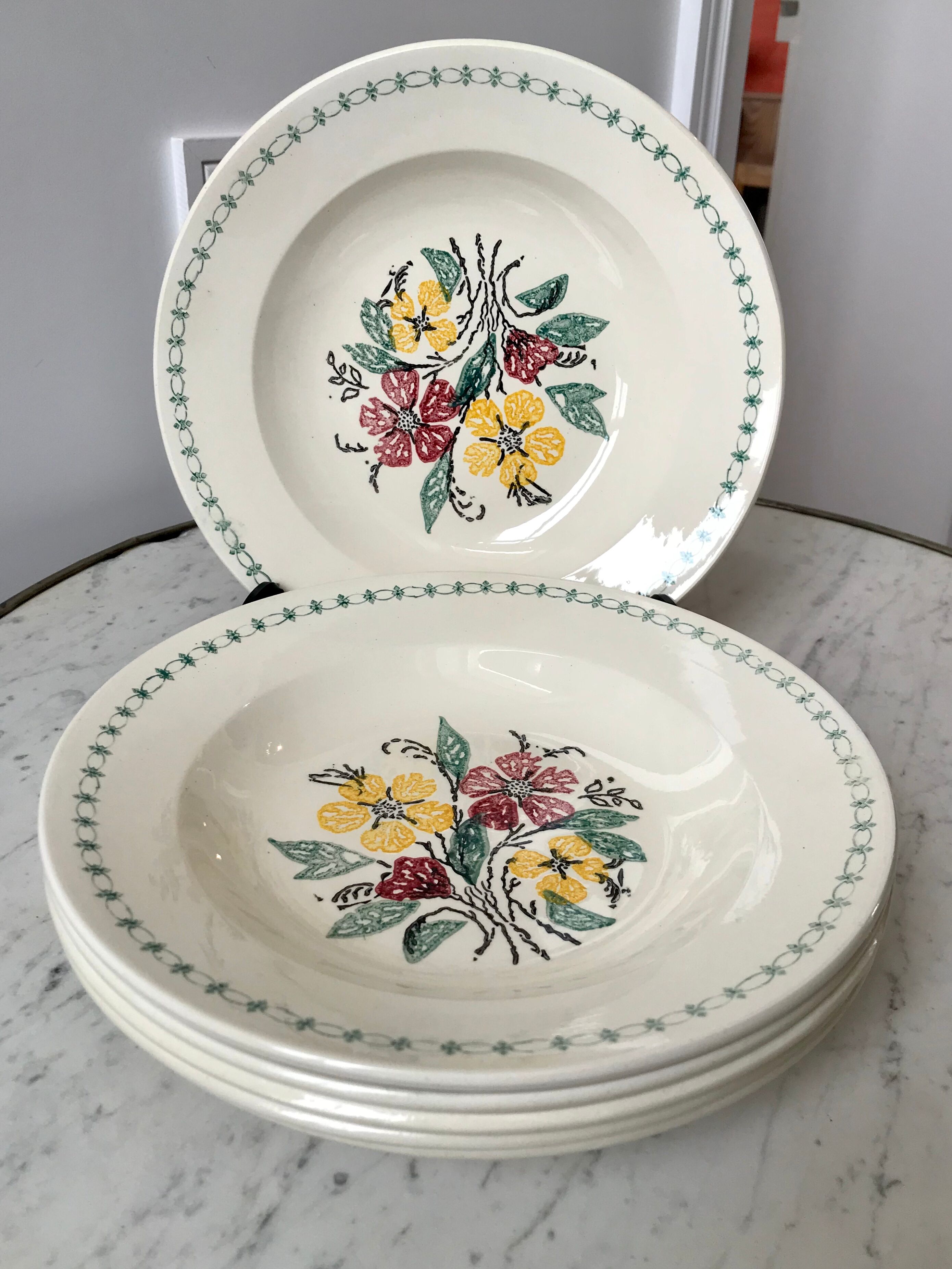 Lot de 6 assiettes creuses Digoin Sarreguemines années 40