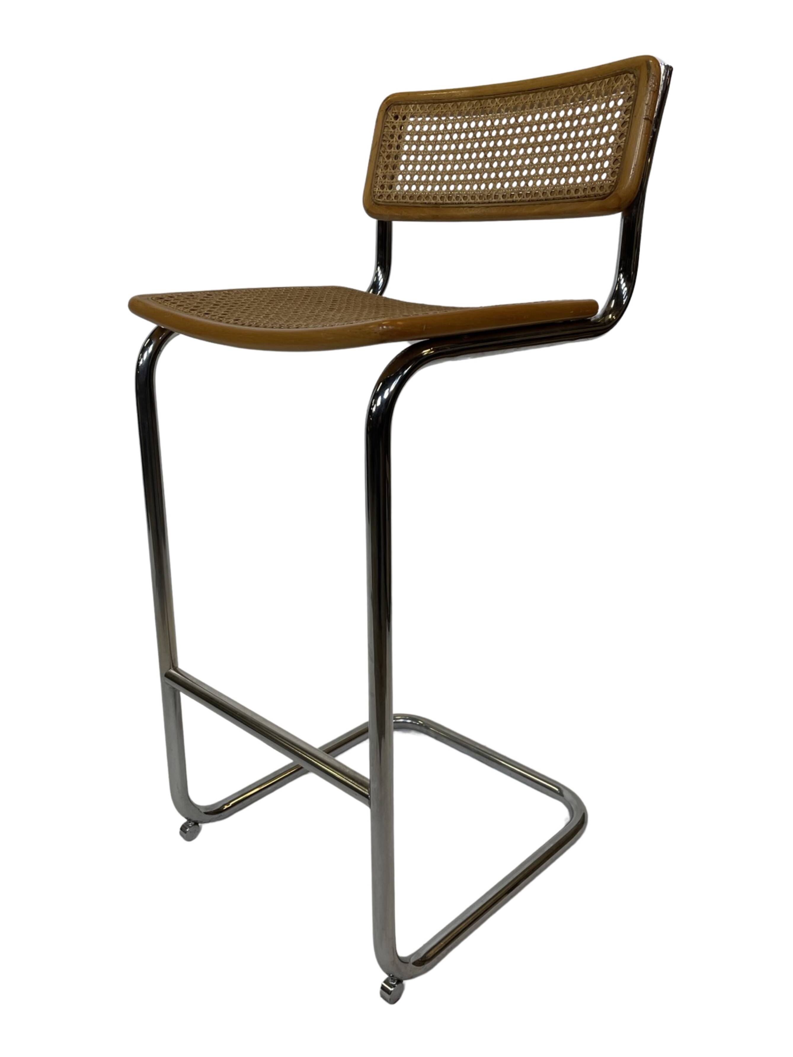 Vintage Cesca Design Bar Stools 80's design in chrome set of four