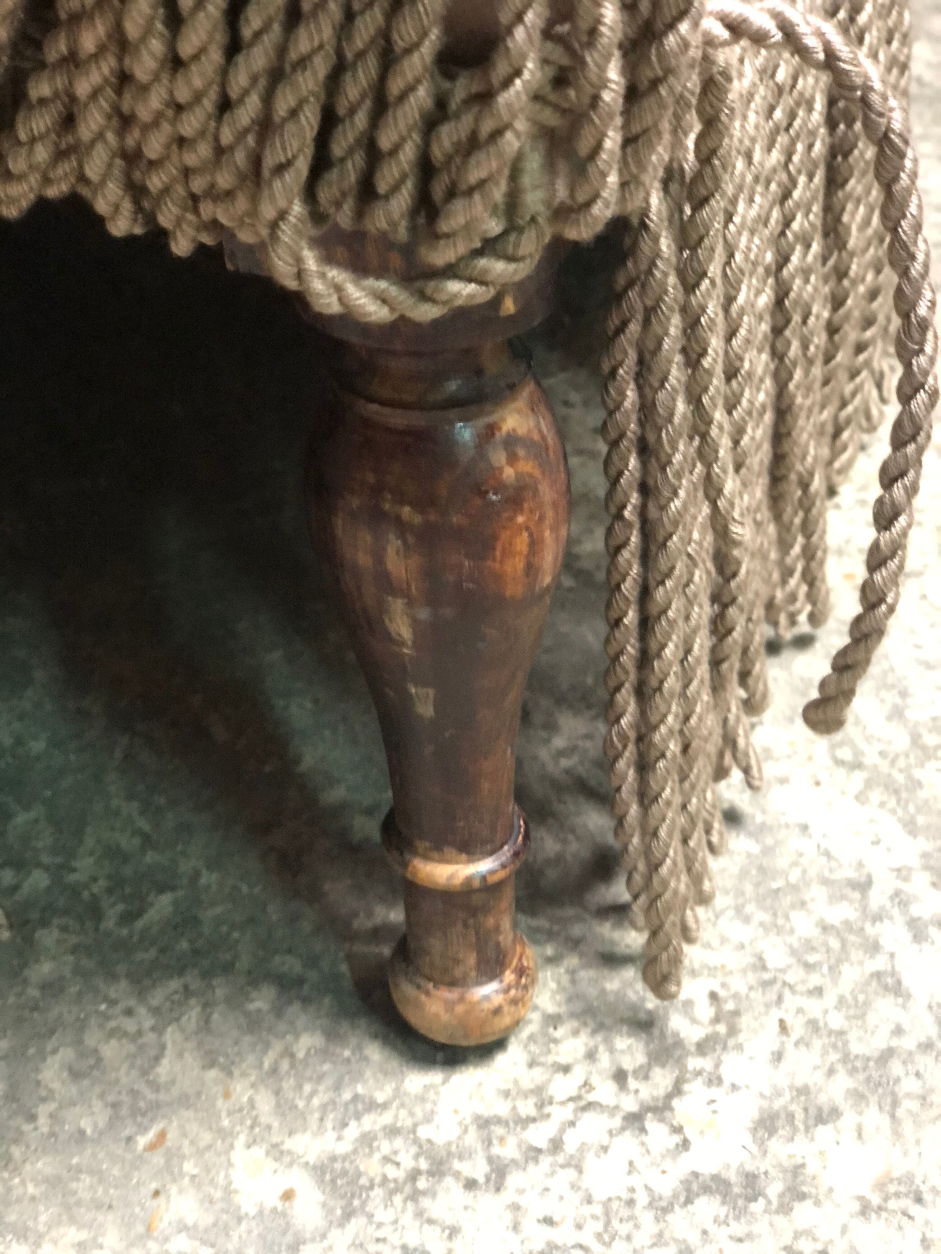 Vintage toad sofa trimmed with taupe-coloured velvet