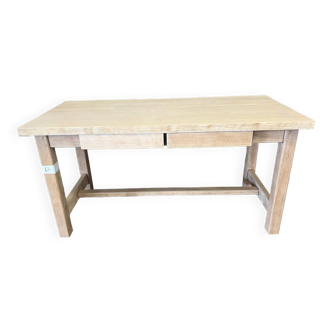 Small solid oak farm table with drawers