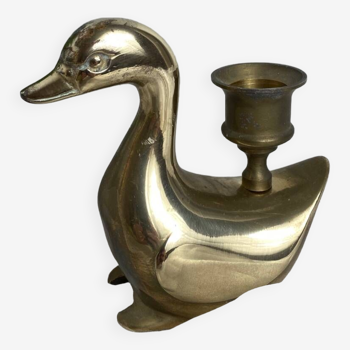 Brass swan-shaped candlestick