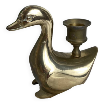 Brass swan-shaped candlestick