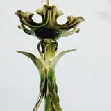 Lustre en fer forgé et porcelaine