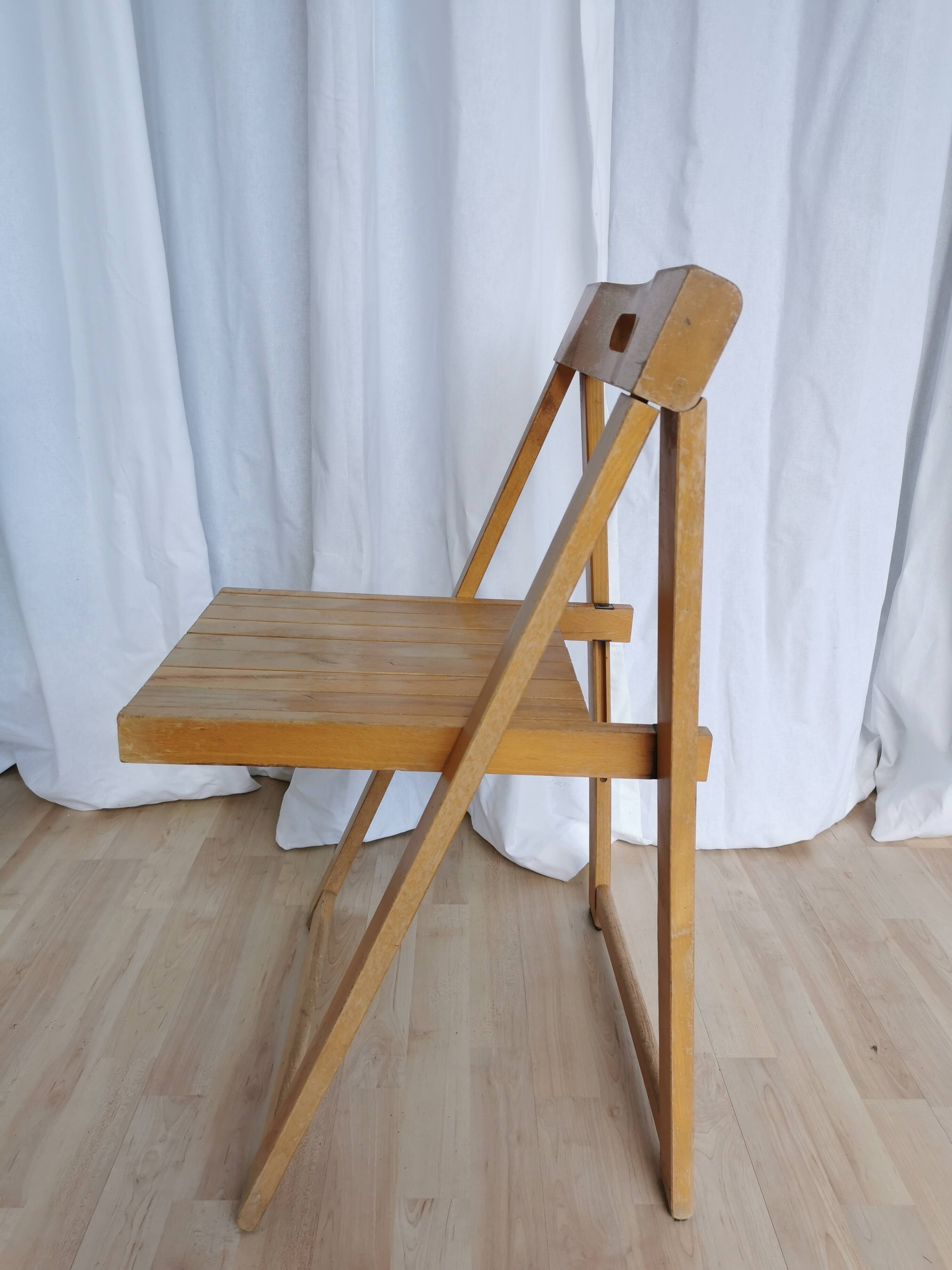Vintage Trieste Folding Wooden Chair by Aldo Jacober, 1970s