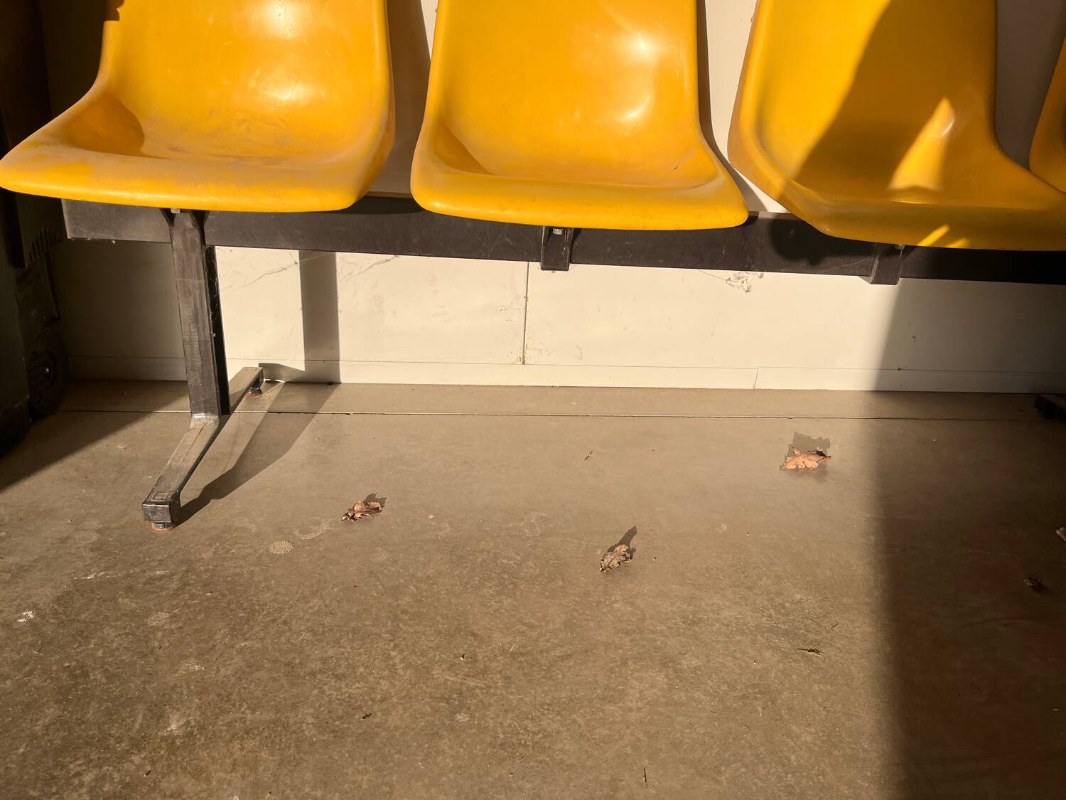 Waiting bench, vintage yellow sofa