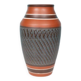 Vintage handmade ceramic vase, terracotta and oil.