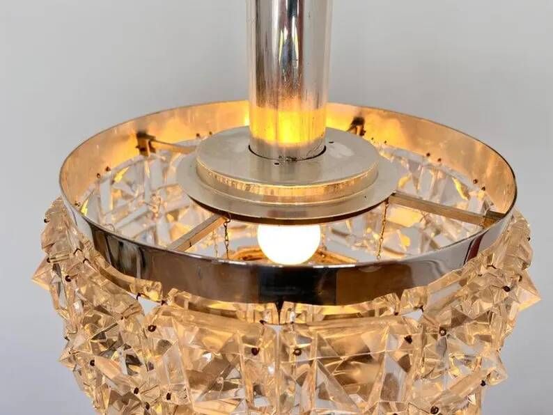 Midcentury Glass Chandelier by Kinkeldey, Germany, 1970s