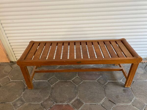 Banc en teck massif le colonial by pimag assises avec lattes traverse latérale