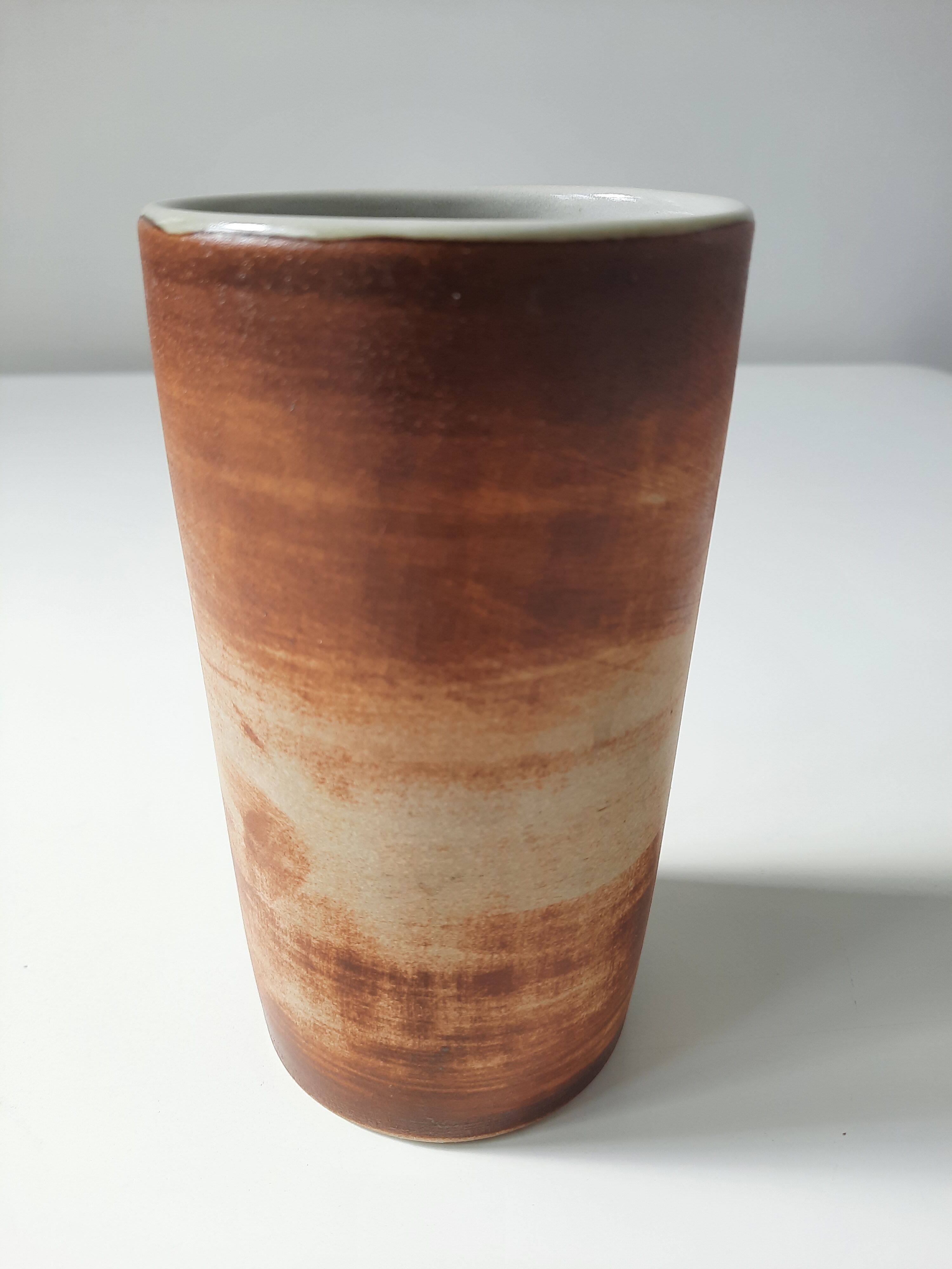 Vintage vase in enamelled stoneware La Colombe. Atelier Madeleine Brault.70s. 1970