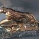 Panther desk lamp in spelter on a black and white marble base 1925