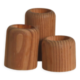 Trio of vintage Scandinavian wooden candle holders