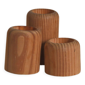 Trio of vintage Scandinavian wooden candle holders