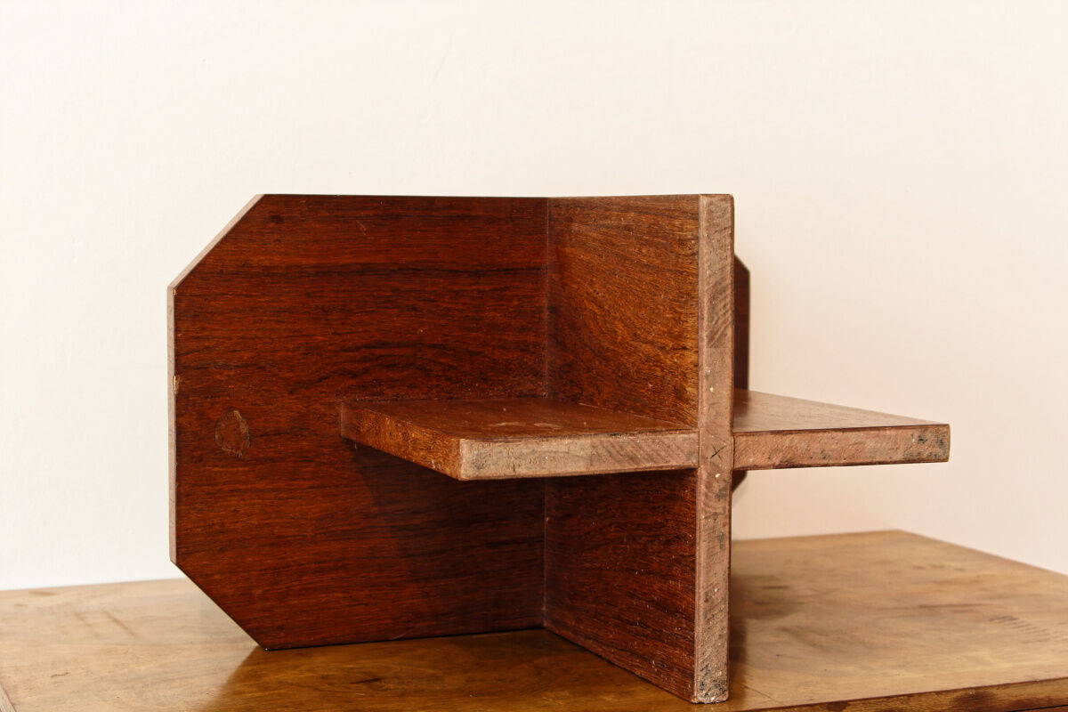 Brutalist sofa end, mahogany veneer