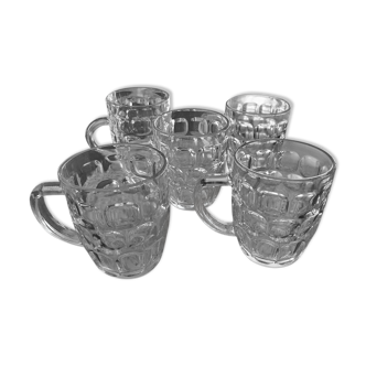 Faceted beer mugs lot of 5