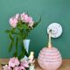 Vintage pink Clichy glass globe wall light.