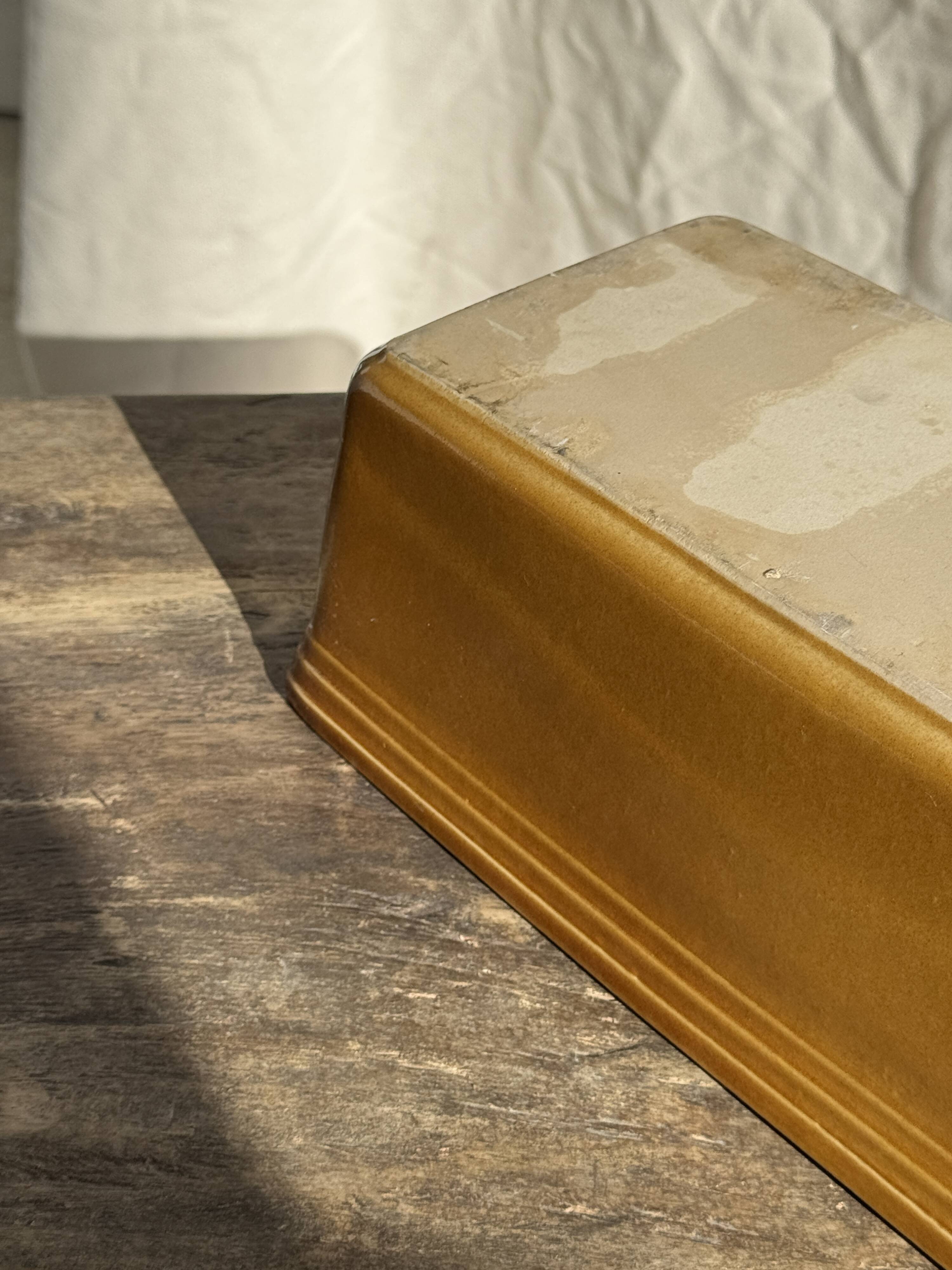 Large ceramic terrine dish in honey and caramel colour H10 L29