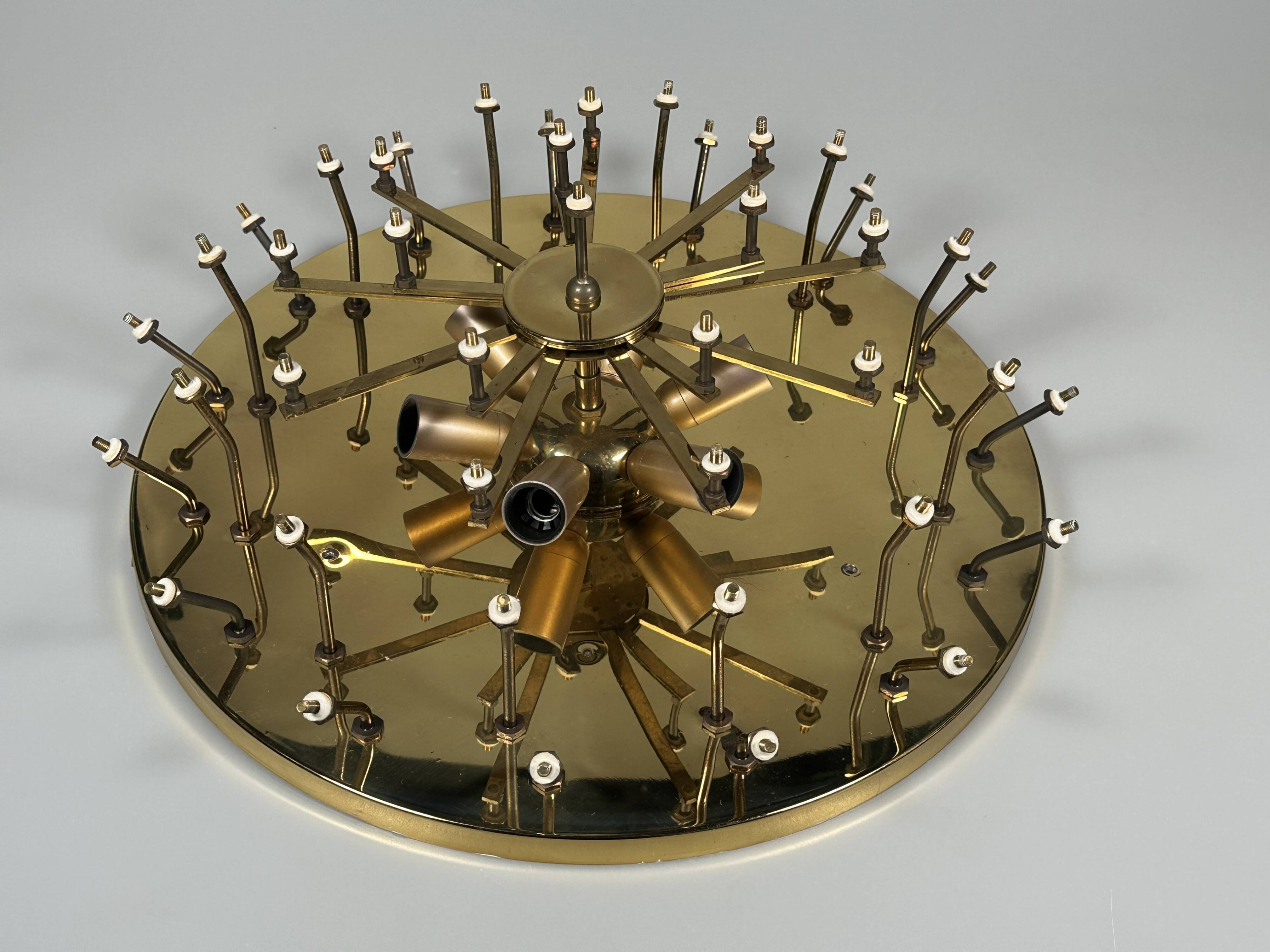 1960s/70s Ceiling Lamp Ernst Palme made of brass and glass, Germany