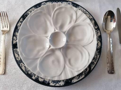 6 oyster plates in pillivuyt white porcelain