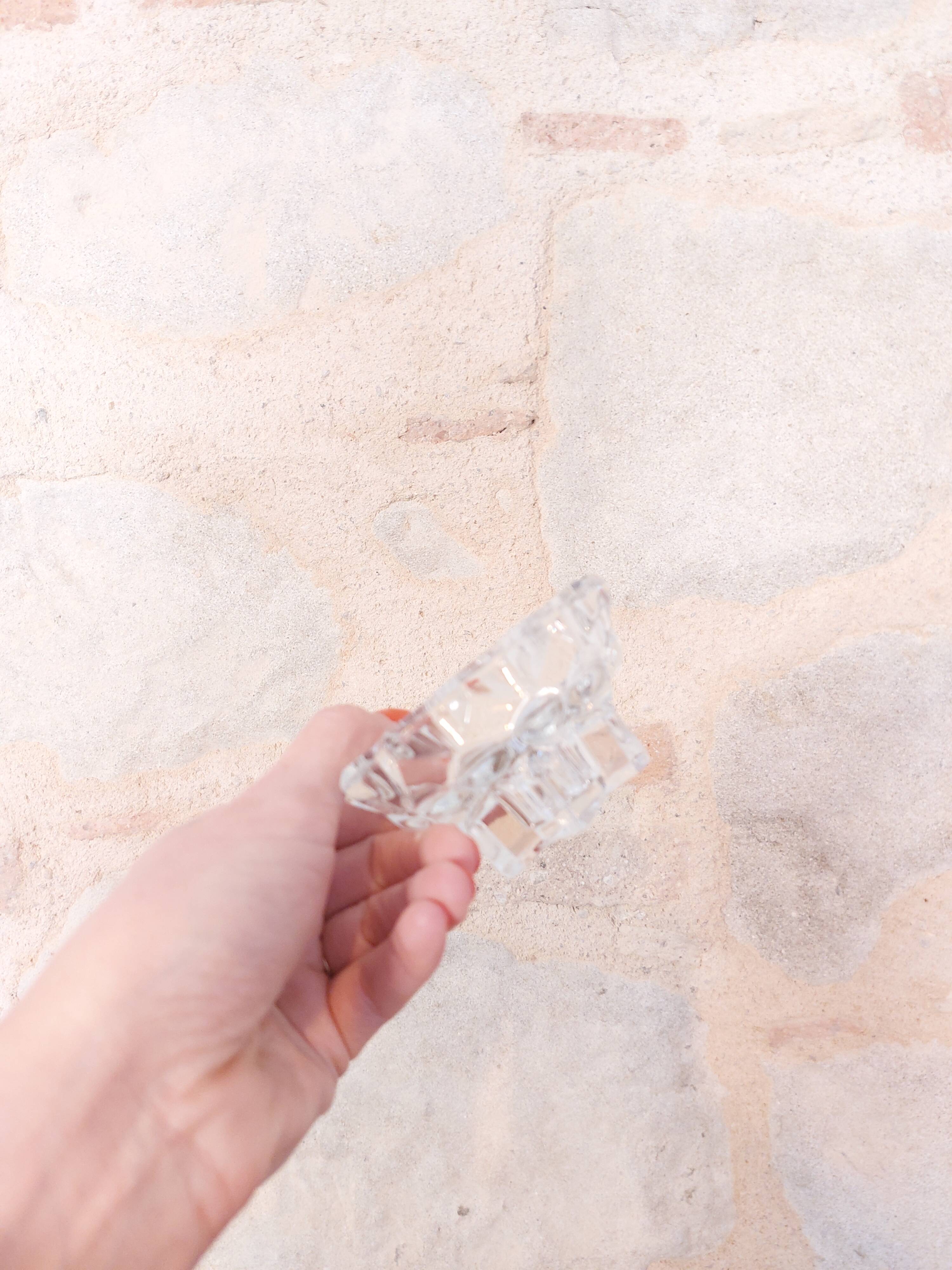 Pair of star pattern glass candle holders