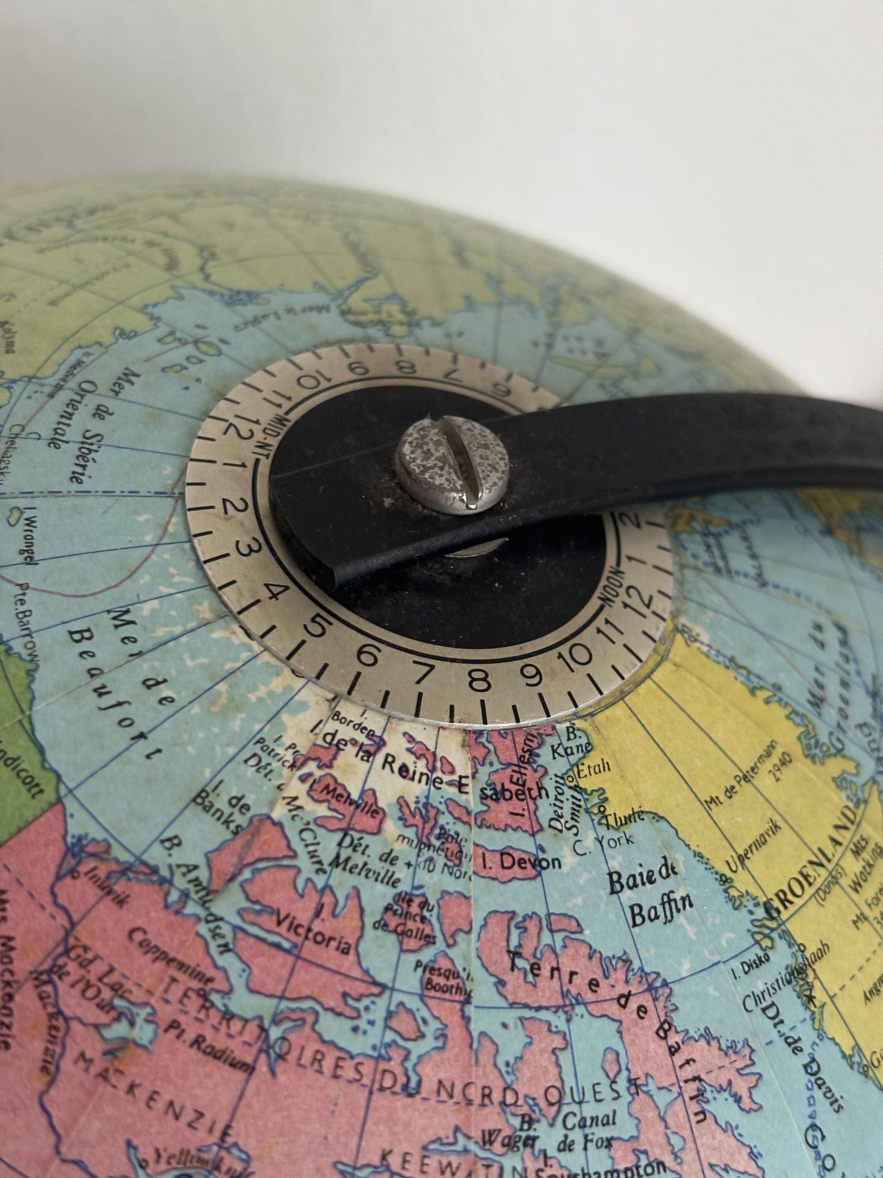 Vintage globe 1962 terrestrial world map glass tripod Taride - 32 cm