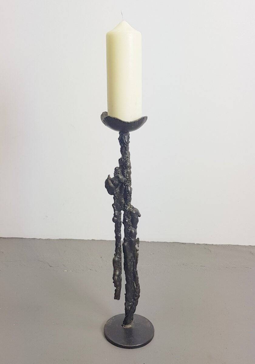 Brutalist Floor Candleholder in Cast Iron, Germany, 1960s