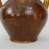 Gargoulette à eau poterie en terre cuite jaune marron vernissé. XIXème