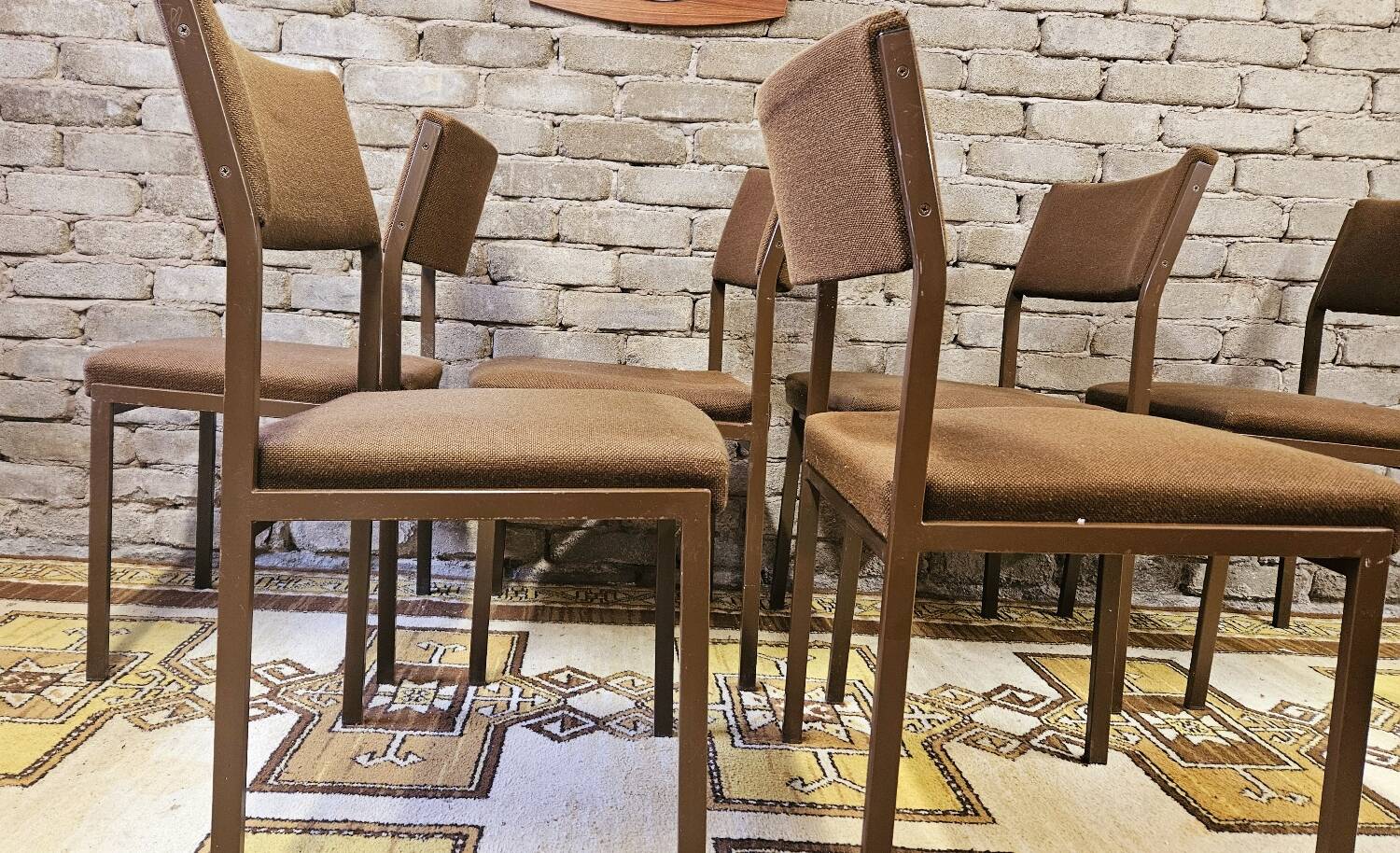 Set of 6 vintage black metal chairs from the 1970s