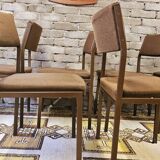 Lot de 6 chaises vintage en métal noir 1970