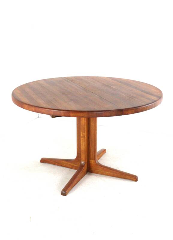 Table à manger extensible ronde 'Arden' 2x - teck - style mid-century moderne