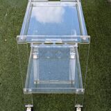 Vintage 1970s plexiglass serving trolley – integrated bottle rack