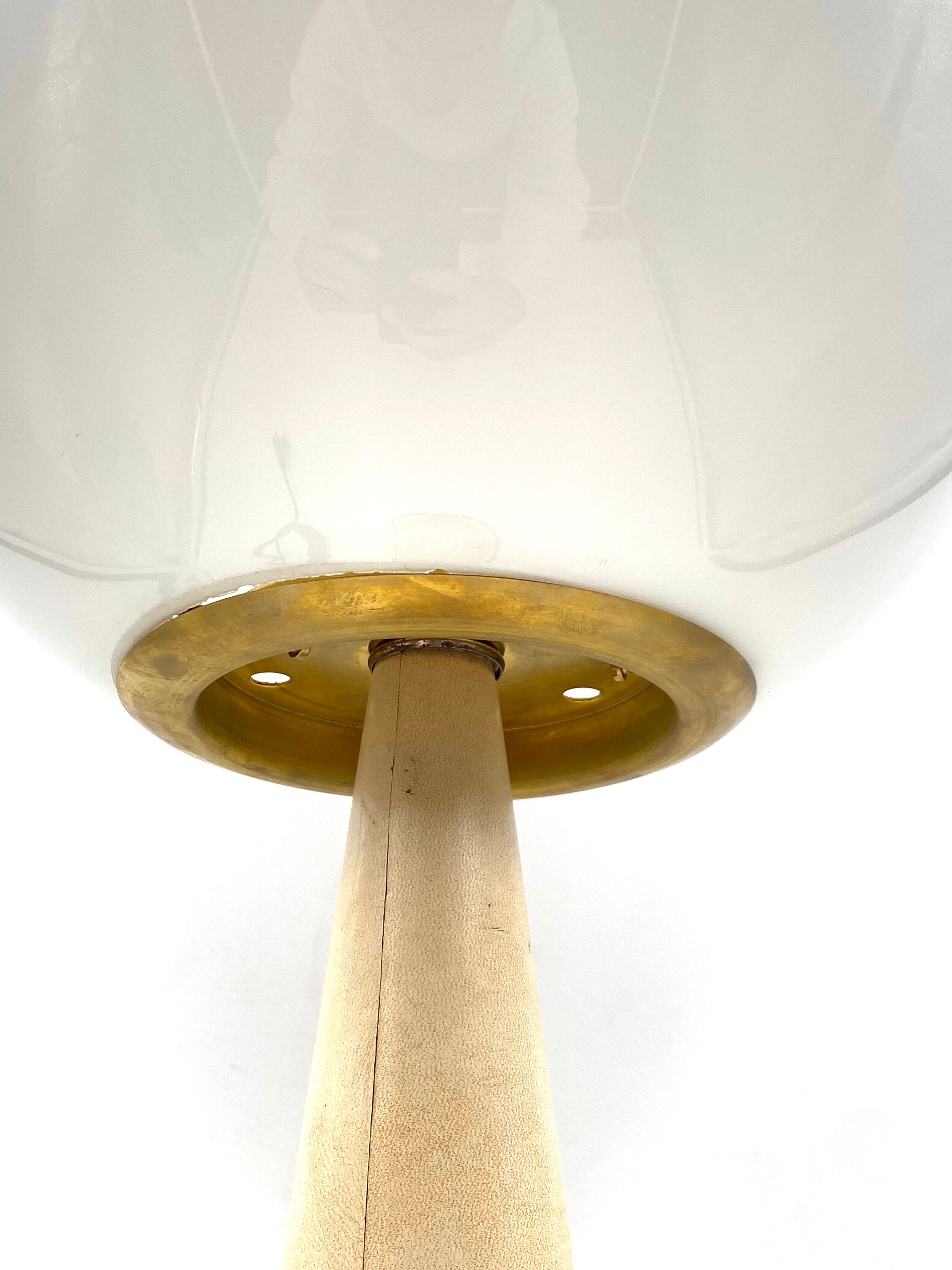 Conic parchment and brass table lamp, France 1960