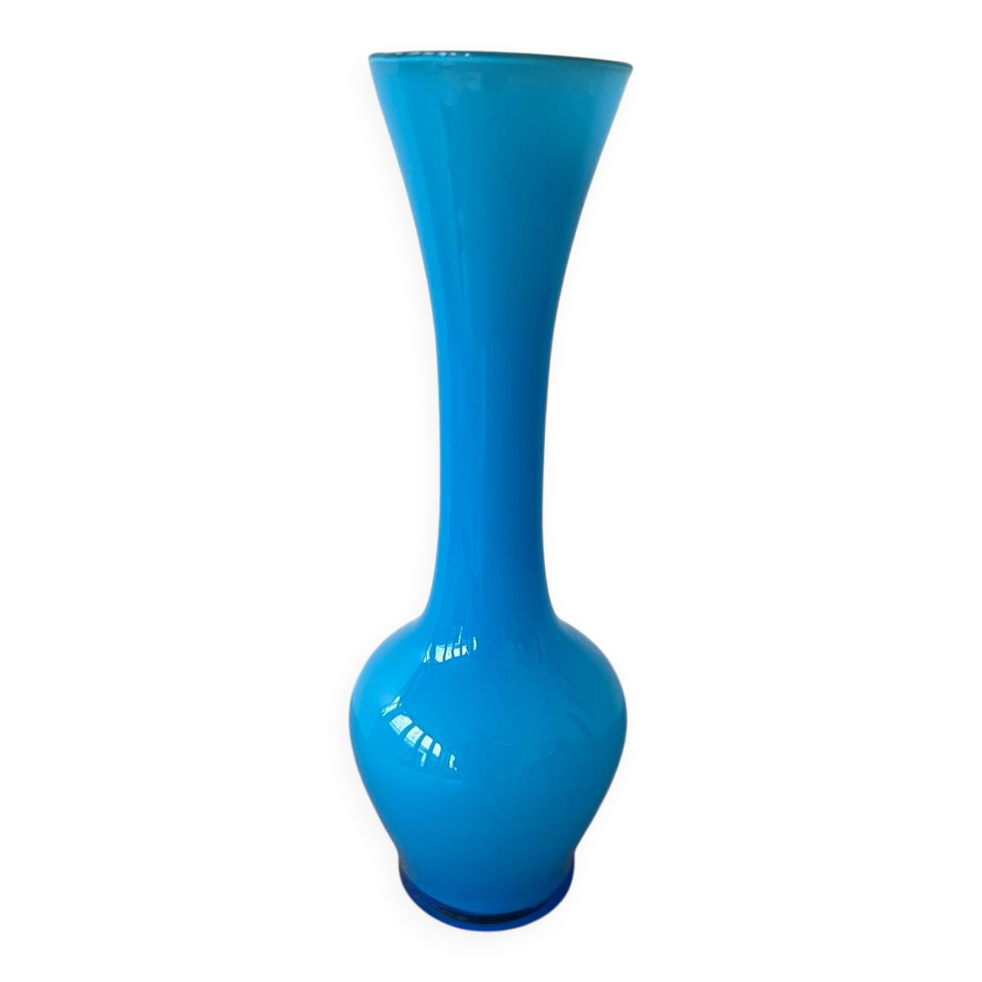 Vase opaline turquoise vintage