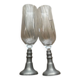 Verre a champagne en etain