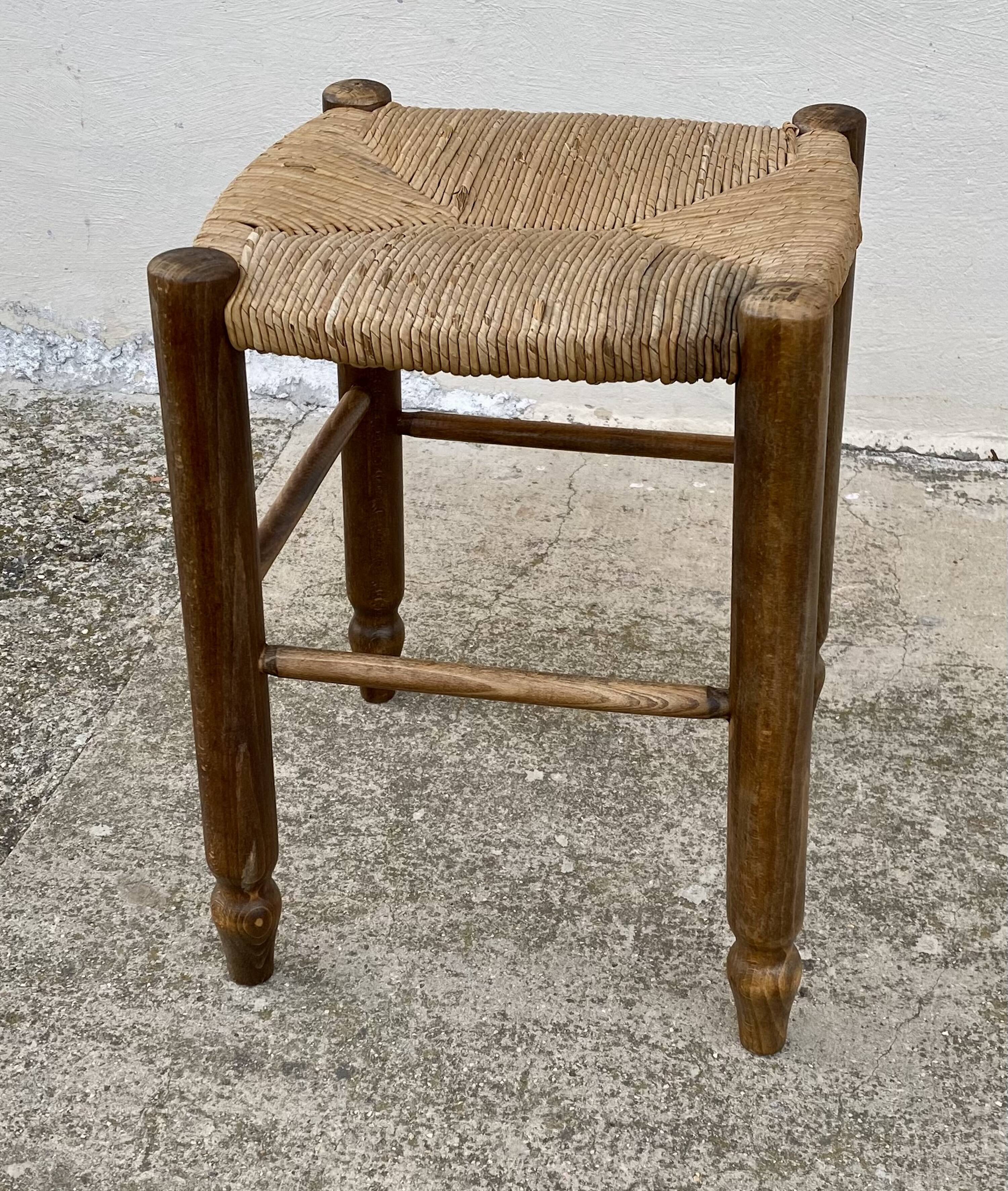 Tabouret paillé vintage 1950-60