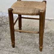 Vintage straw stool, 1950s-60s