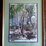 Pascale Rigat-Esselin (born 1952) - Watercolor - 35,5 x 26 cm - undergrowth, signed